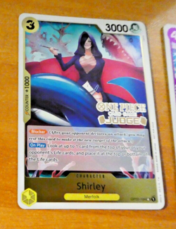ONE PIECE ENGLISH CARD RARE JUDGE GAME CARTE PROMO HOLO SHIRLEY OP03-104 EN MINT - Image 1