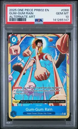 2025 One Piece PRB02 # 068 Gum-Gum Rain Alternate Art PSA 10 Card GEM MINT! - Image 1