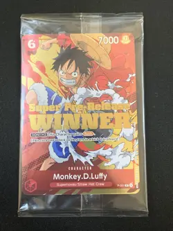 One Piece TCG MONKEY.D.LUFFY P-001 Super Pre Release Sealed Pack ENGLISH WINNER - Image 1