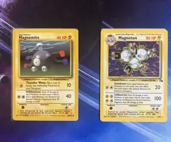 Pokemon TCG - Holo Magneton 11/62 + Magnemite 53/102 - Base / Fossil 1999 - NM - Image 1