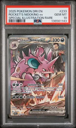 Pokemon Destined Rivals Team Rocket's Nidoking ex 233 PSA 10 - Image 1
