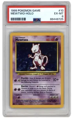1999 Pokemon Game Mewtwo 010/102 Base Set Holo PSA 6 - Image 1