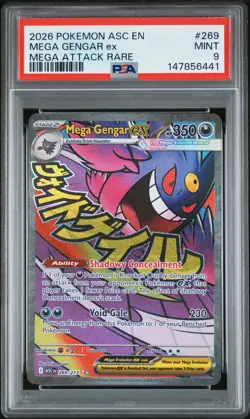 2026 POKEMON ASC EN-ASCENDED HEROES MEGA ATTACK RARE #269 MEGA GENGAR EX PSA 9 - Image 1