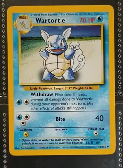 1999 Pokemon TCG Wartortle Base Set 42/102 Regular Unlimited Non-Holo. NM/LP - Image 1