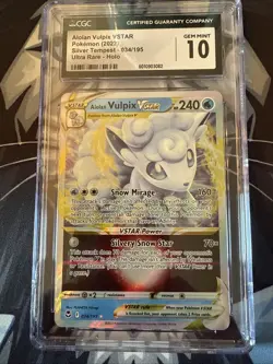 Pokemon Alolan Vulpix VSTAR 034/195 Ultra Rare Silver Tempest - CGC 10 - Image 1