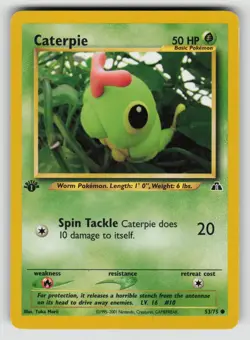 Caterpie 53/75 Common Neo Discovery Pokemon 1st Edition vLP - Image 1