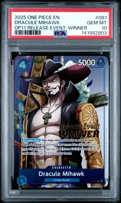 2025 ONE PIECE PROMOS #081 DRACULE MIHAWK PSA 10 - Image 1