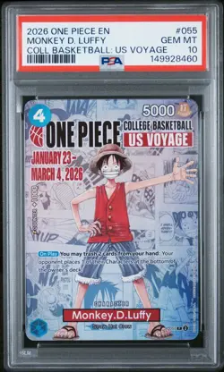 2026 ONE PIECE PROMOS COLLEGE BASKETBALL : US VOYAGE MONKEY D. LUFFY PSA 10 - Image 1