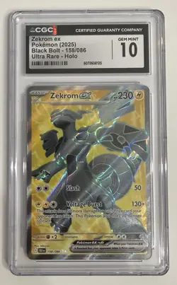 CGC 10 Pokemon Zekrom ex Sv: Black Bolt Ultra Rare Holo 158/086 2025 Card - Image 1