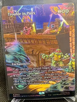 MTG-Teenage Mutant Ninja Turtles Eternal-Legal-Trouble In Pairs Borderless Foil - Image 1