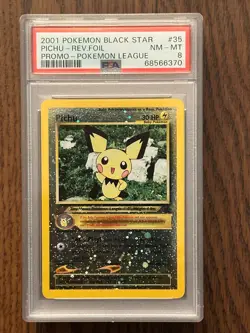 Pokemon Black Star Pichu REV FOIL Pokemon League Promo PSA 8 # 68566370 - Image 1