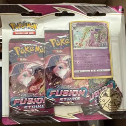 Pokemon FUSION STRIKE 3 Pack Blister (Espeon) Sword Shield Sealed Booster NEW - Image 1