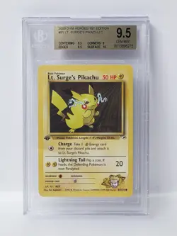 POKEMON GYM HEROES 1ST EDITION LT SURGES PIKACHU BGS 9.5 NICE!!!!!! - Image 1