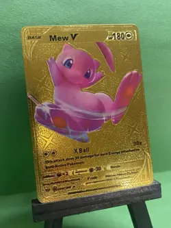 FAN ART! Mew V Gold Foil Pokemon Card - Image 1
