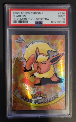 PSA 9 MINT Pokemon Flareon Spectra Topps Chrome #136 2000 - Image 1
