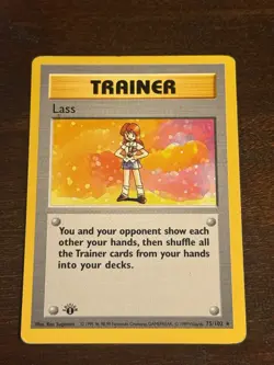 Pokemon TCG Base Set Shadowless 1st Edition Lass 75/102 Rare Trainer 1999 - Image 1