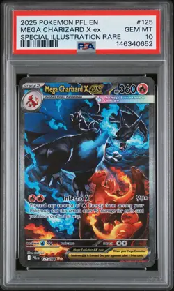 2025 POKEMON PFL EN-PHANTASMAL FLAMES #125 MEGA CHARIZARD X EX PSA 10 - Image 1
