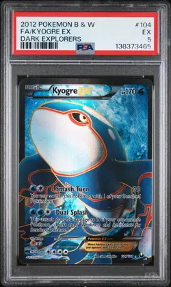 2012 POKEMON B&W DARK EXPLORERS #104 FULL ART/KYOGRE EX PSA 5 - Image 1