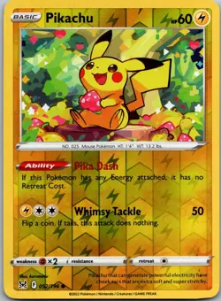 Pikachu 052/196 - SWSH11: Lost Origin Common Pokemon TCG NM - Image 1