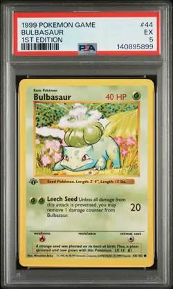 1999 POKEMON GAME 1ST ED #44 BULBASAUR PSA 5 - Image 1