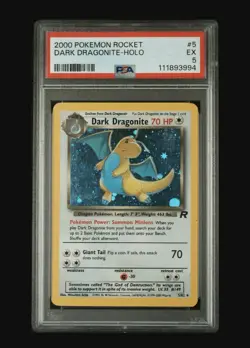 Pokemon TCG 2000 Dark Dragonite #5 Team Rocket Vintage Holo PSA 5 - Image 1