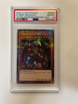 PSA 10 Destiny HERO Malicious RA03-EN001 Quarter Century Secret Rare Yu-Gi-Oh 1s - Image 1