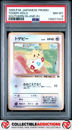 1999 Pokemon Japanese Promo Southern Islands Togepi Southern Island-R.I. PSA 8 - Image 1