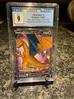 Pokemon TCG Charizard V SWSH050 Black Star Promo Champion’s Path ETB CGC 9 Mint - Image 1