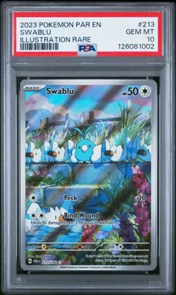 2023 POKEMON PARADOX RIFT ILLUSTRATION RARE #213 SWABLU PSA 10 - Image 1