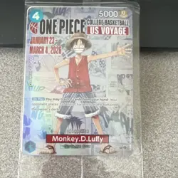 Bandai One Piece CCG Monkey.D.Luffy College Basketball US Voyage 5000 Power Card - Image 1