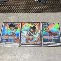 Bandai Dragon Ball Super Card Game FS01 Extra Holo Kamehameha Goku Lot of 3 - Image 1