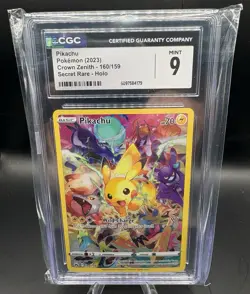 2023 Pokemon Pikachu Crown Zenith Holo 160/159 CGC MINT 9 Secret Rare - Image 1