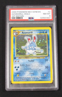 2000 Pokemon Neo Genesis AZUMARILL HOLO 1st Edition 2/111 PSA 8 NM-MT - Image 1