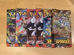 Pokemon LOT of 6 Sealed Packs – Surging Sparks, Destined Rivals, Phatsmal Flames - Image 3