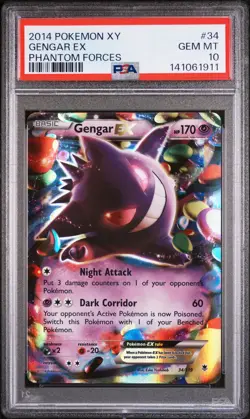 2014 POKEMON XY PHANTOM FORCES #34 GENGAR EX PSA 10 - Image 1