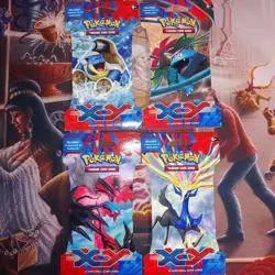 Pokemon XY Base Booster Pack Blister - 4 Factory Sealed Sleeved Packs Art Set - Image 3