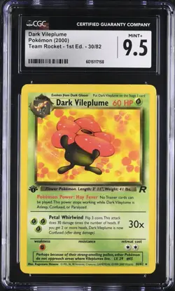 CGC 9.5 MINT Dark Vileplume 30/82 1st Edition Pokemon Team Rocket Graded - Image 1