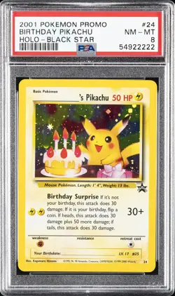2000 POKEMON PROMO BLACK STAR #24 BIRTHDAY PIKACHU-HOLO PSA 8 - Image 1