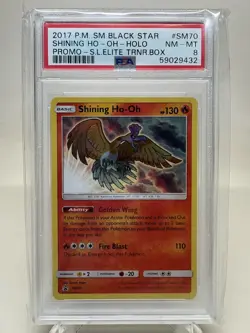 2017 POKEMON SM BLACK STAR PROMO #SM70 SHINING HO-OH-HOLO PSA 8 NM-MINT - Image 1