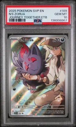 2025 POKEMON SVP EN-SV BLACK STAR PROMO #189 N'S ZORUA PSA 10 - Image 1