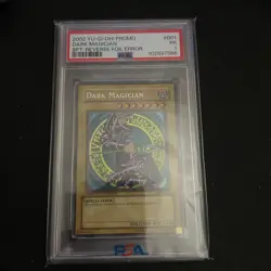 2002 Yu-Gi-Oh! Dark Magician BPT-001 Secret Rare Promo PSA 1 Reverse Foil Error - Image 1
