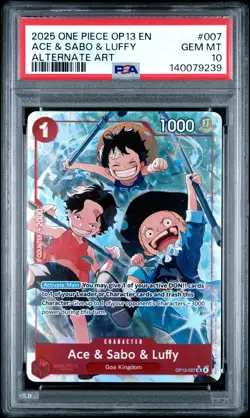 2025 ONE PIECE OP13-CARRYING ON HIS WILL ALTERNATE ART ACE & SABO & LUFFY PSA 10 - Image 1