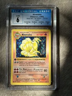 Pokemon 1999 Ninetales Base Set Shadowless 1st Edition 12/102 CGC 6 Ex/NM - Image 1
