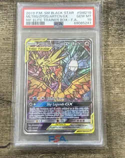 Pokemon TCG Moltres Zapdos Articuno Stained Glass SM210 PSA 10 - Image 1