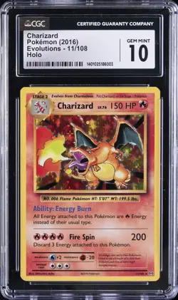 2016 POKEMON EVOLUTIONS - HOLO #11/108 CHARIZARD CGC 10 GEM MINT - Image 1