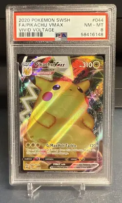 2020 Pokemon Pikachu VMAX Full Art Vivid Voltage 044/185 PSA 8 NM-MT - Image 1