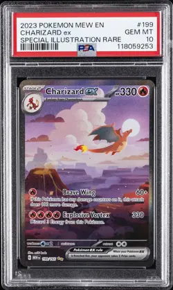 2023 POKEMON MEW EN-151 SPECIAL ILLUSTRATION RARE #199 CHARIZARD EX PSA 10 - Image 1