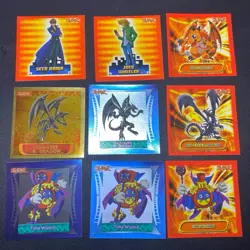 1996 Topps YuGiOh! 2.5” Square Stickers Lot Of 9 Kaiba Joey Red Eyes Time Wizard - Image 1