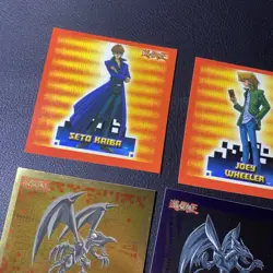 1996 Topps YuGiOh! 2.5” Square Stickers Lot Of 9 Kaiba Joey Red Eyes Time Wizard - Image 3