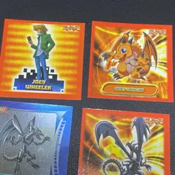 1996 Topps YuGiOh! 2.5” Square Stickers Lot Of 9 Kaiba Joey Red Eyes Time Wizard - Image 4